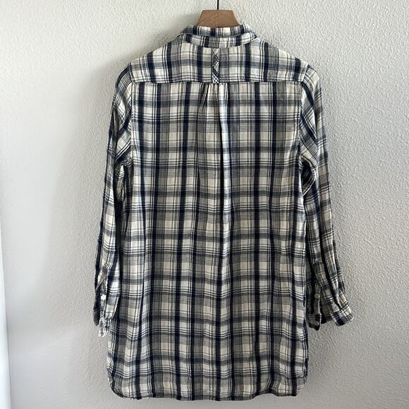 Free People X CP Shades Plaid Front Button Contrasting 100% Cotton Gauzy Top S - Picture 2 of 6